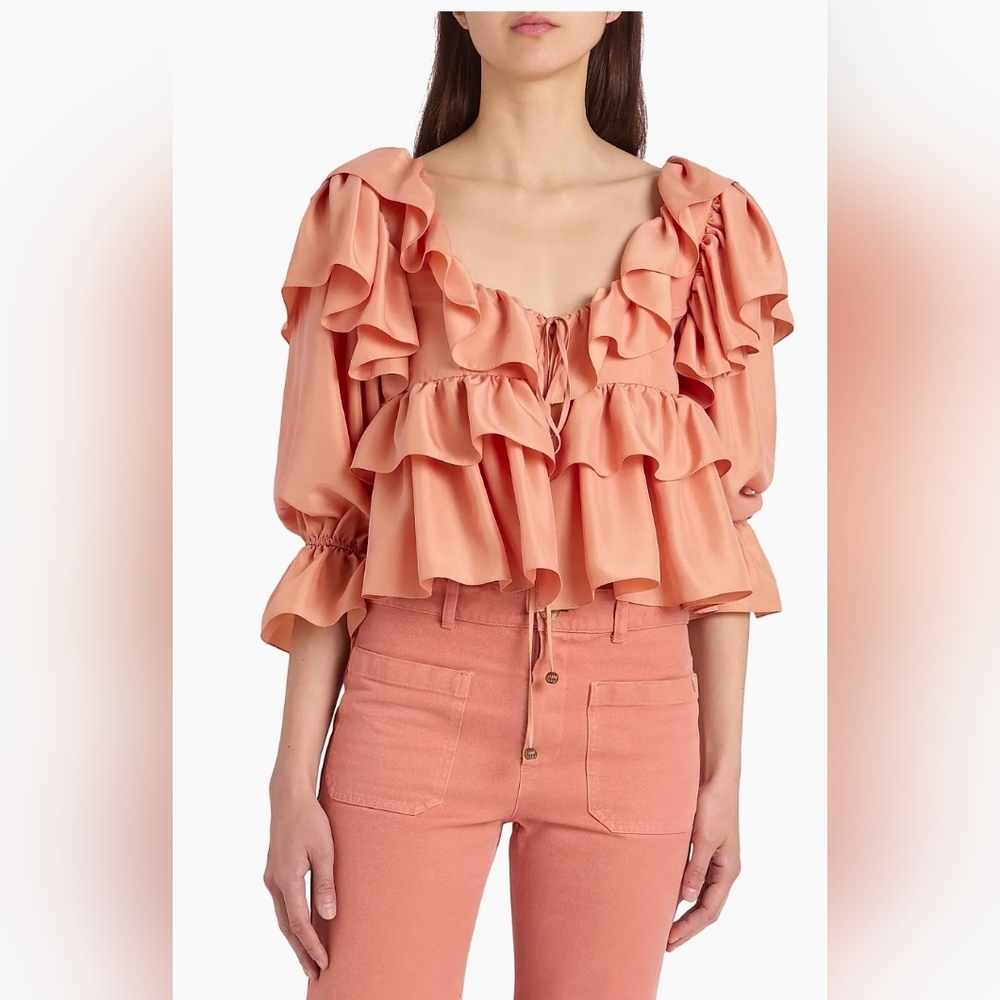 Chloe' Ruffled Pink Blouse